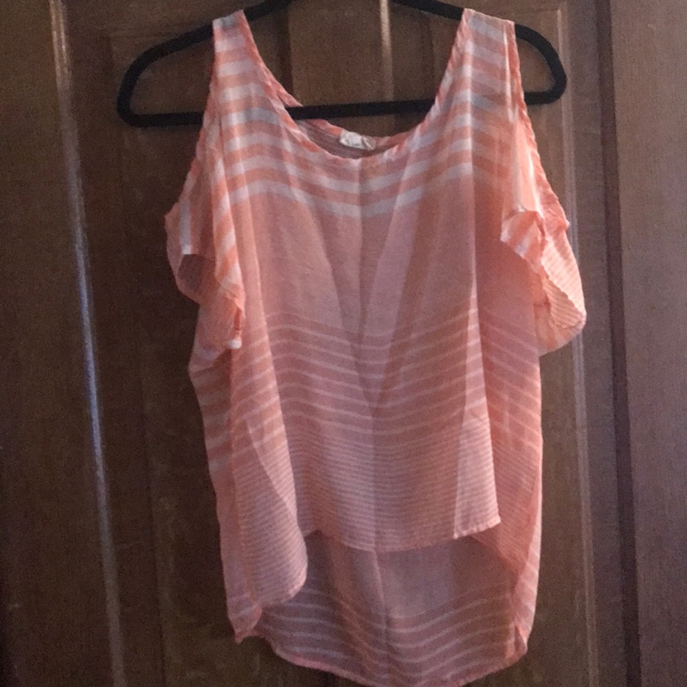 Light orange striped cold shoulder blouse size S